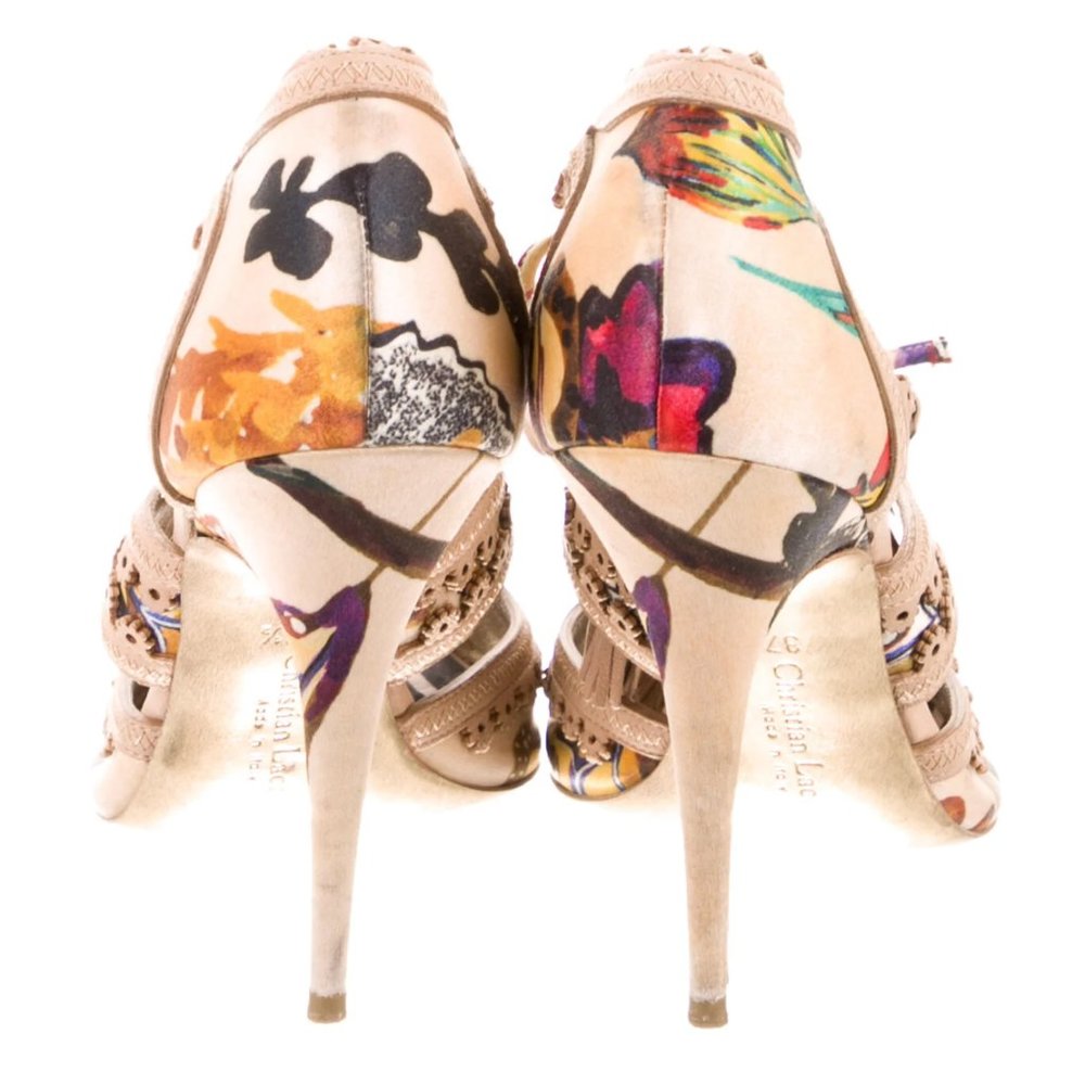Authentic Christian Lacroix multicolor tassel strappy heels 37.5 ankle tie - Picture 4 of 6